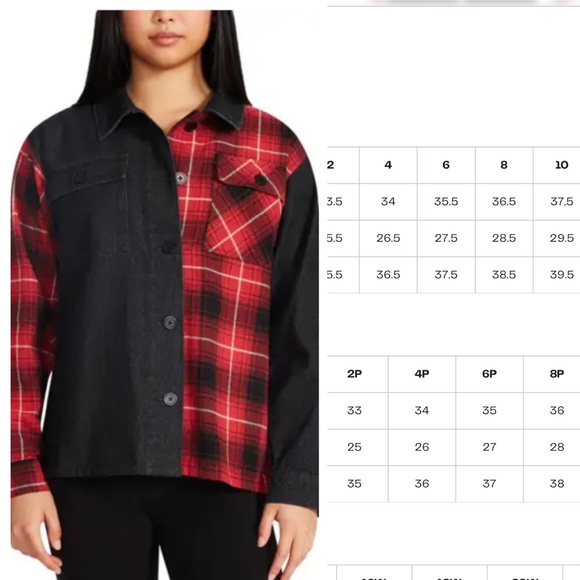 STEVE MADDEN GRUNGE RED AND BLACK BUTTON DOWN SHIRT JACKET DENIM/FLANNEL MIX PL… - Picture 9 of 12